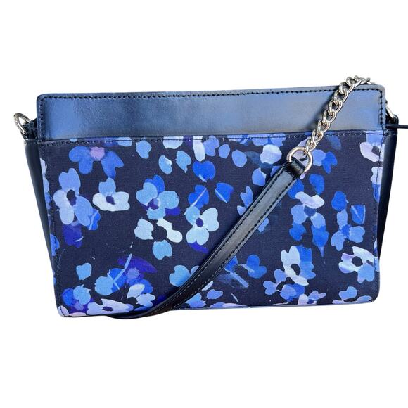 Kate Spade Crossbody Bag Blue White Floral Print Summer Designer‎ Shoulder Purse - Picture 13 of 16